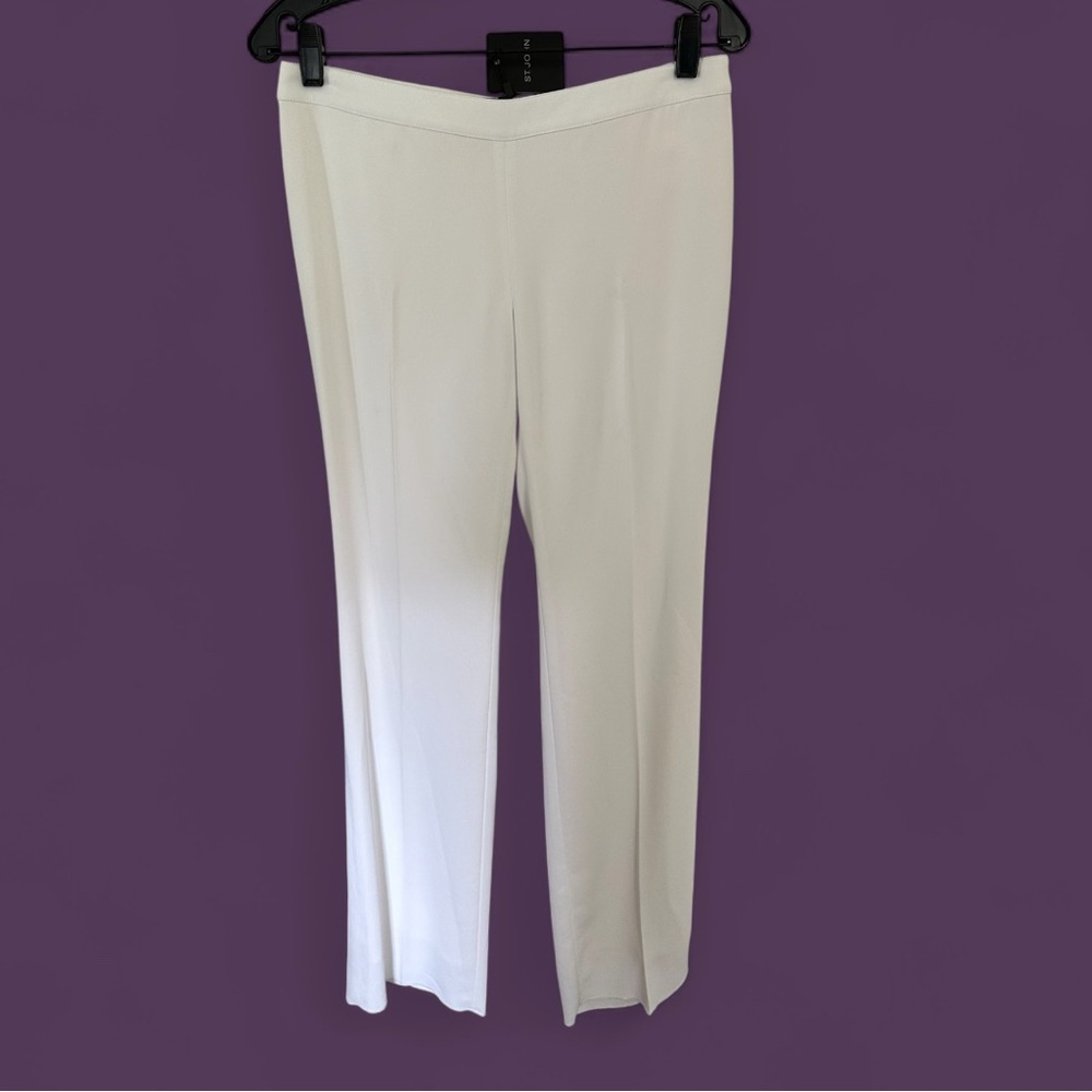 St. John Winter White Crepe Straight Leg Dress Pants Sz 4 $695 NWT